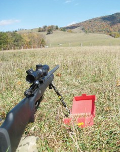 The FNH-TSR 223 in the new Manners EH4 stock out “on the mountain” for its first session shooting steel on the hillside 600 yards distant. 