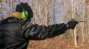 The author is getting the hang of bullseye; it is challenging. It was cold that day but the old 1911 did its part. 