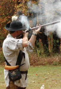 A flint shooter on the line at the rifle frolic in Pennsylvania.